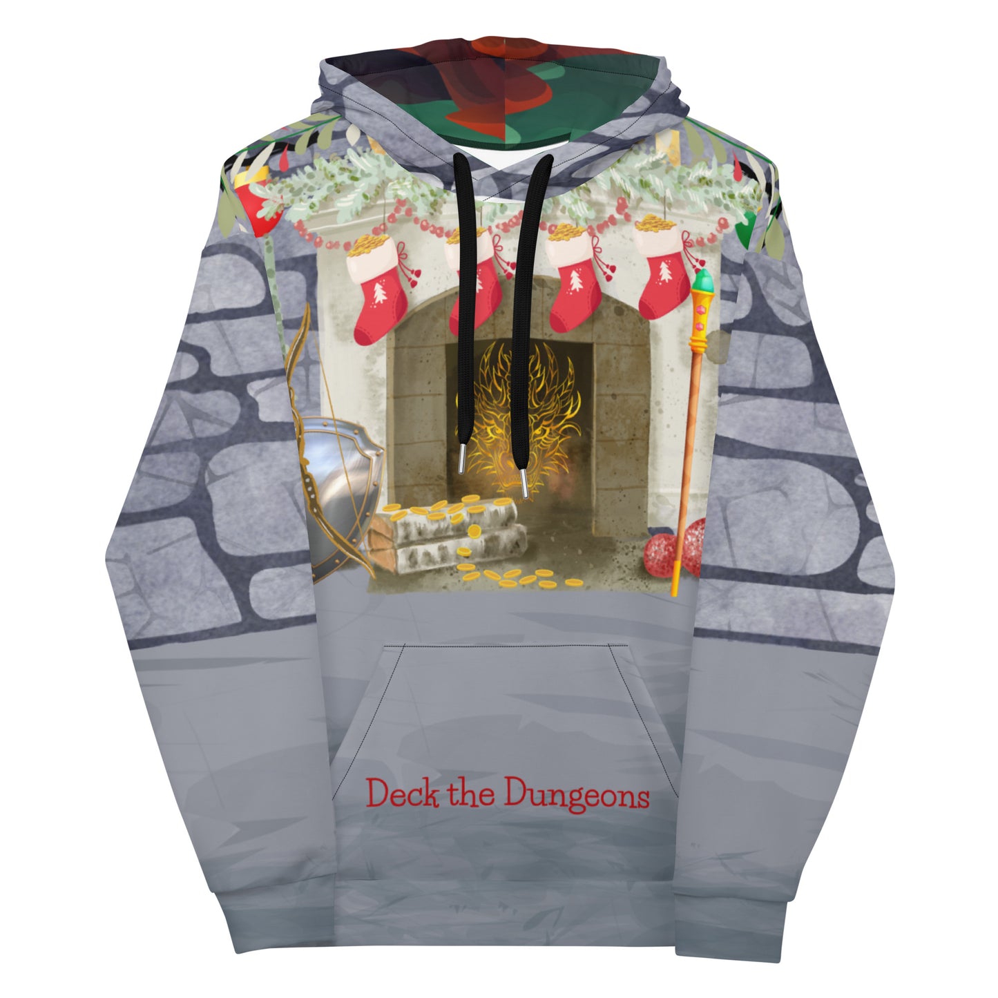 Deck the Dungeons Ugly Holiday Tabletop Gaming Hoodie