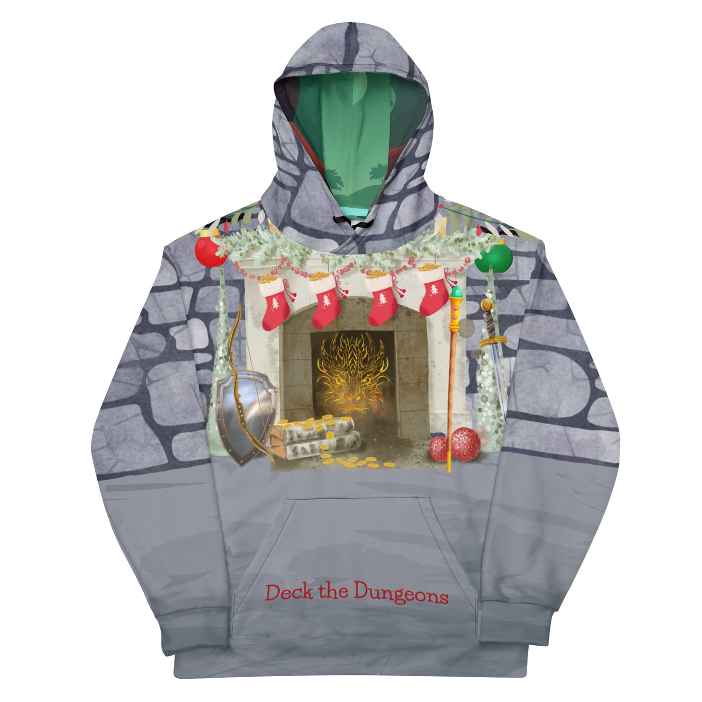 Deck the Dungeons Ugly Holiday Tabletop Gaming Hoodie