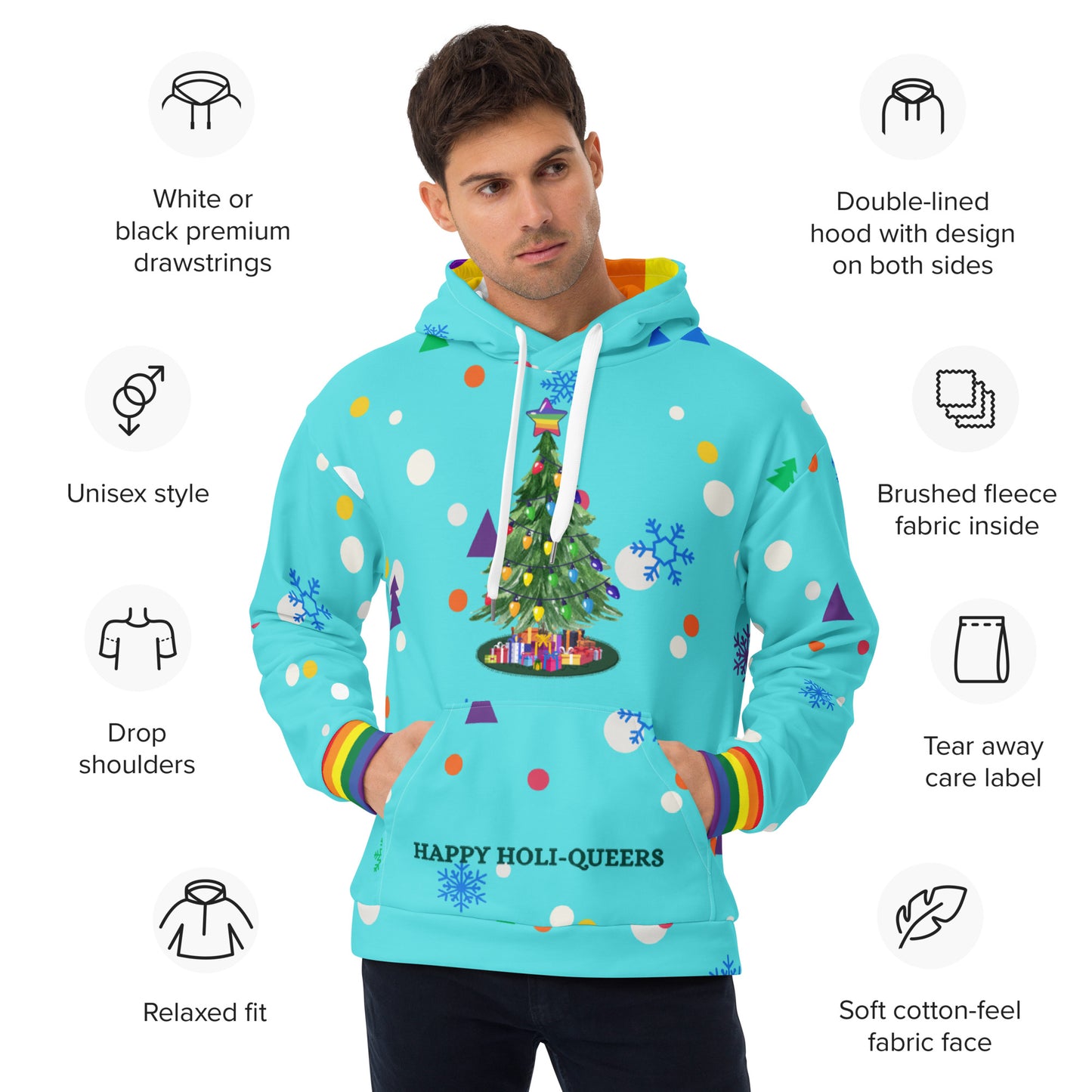 Holi-Queers Ugly Holiday Pride Hoodie