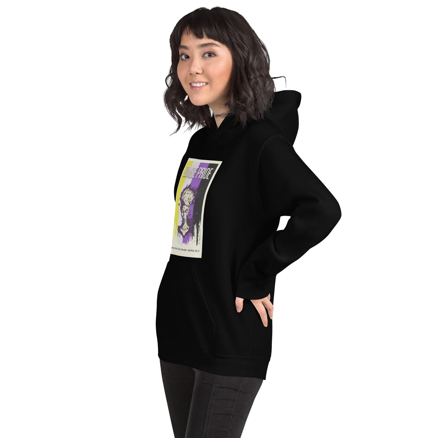 Non-Binary Pride flag Zombie, Enby Halloween Hoodie