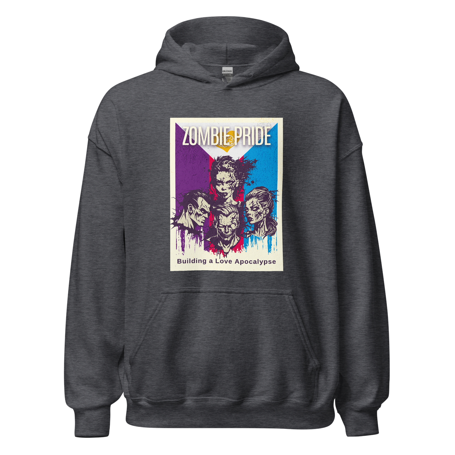 Polyamorous Pride Flag Zombie Halloween Poly Hoodie