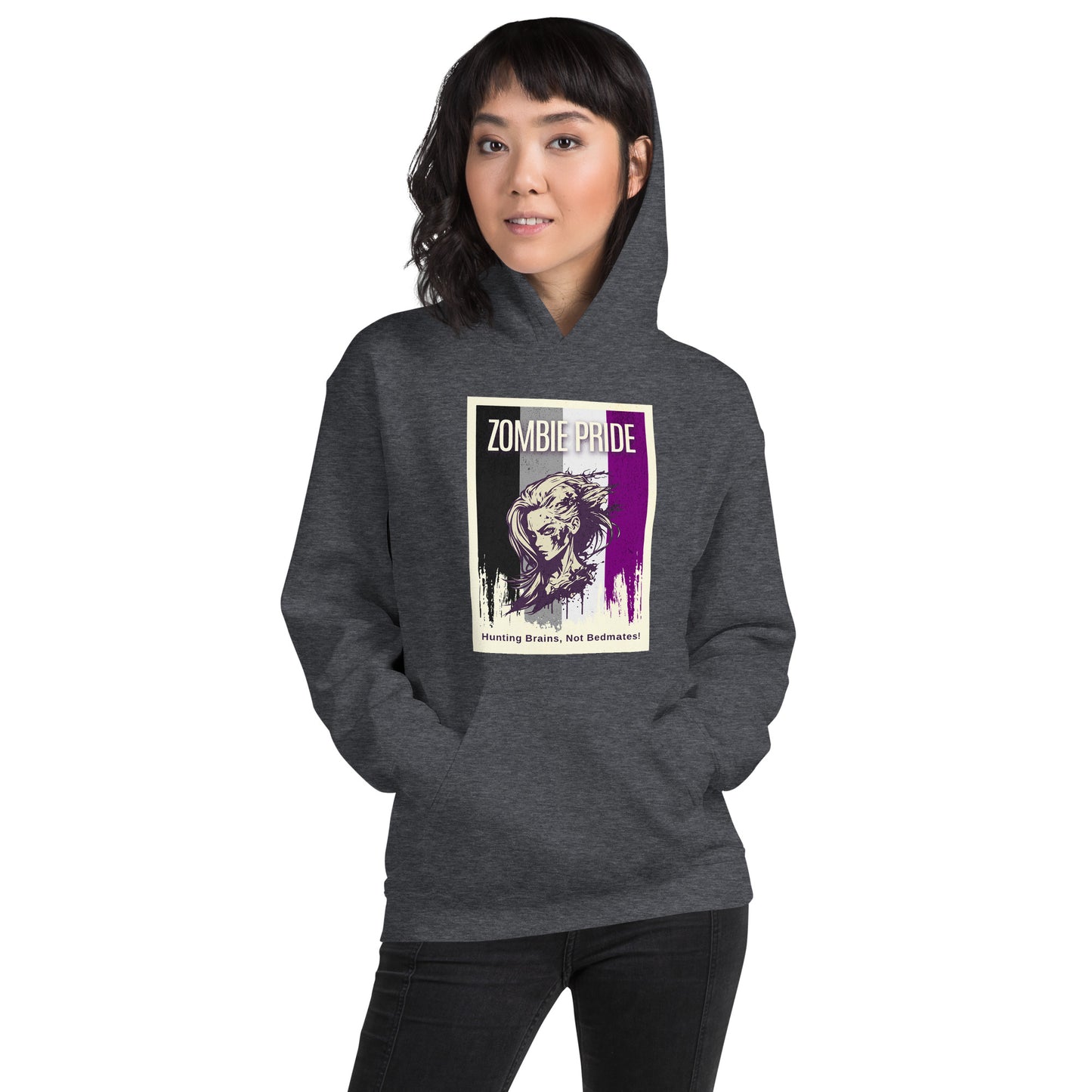 Ace Pride Flag Zombie Halloween Hoodie (Female Zombie)