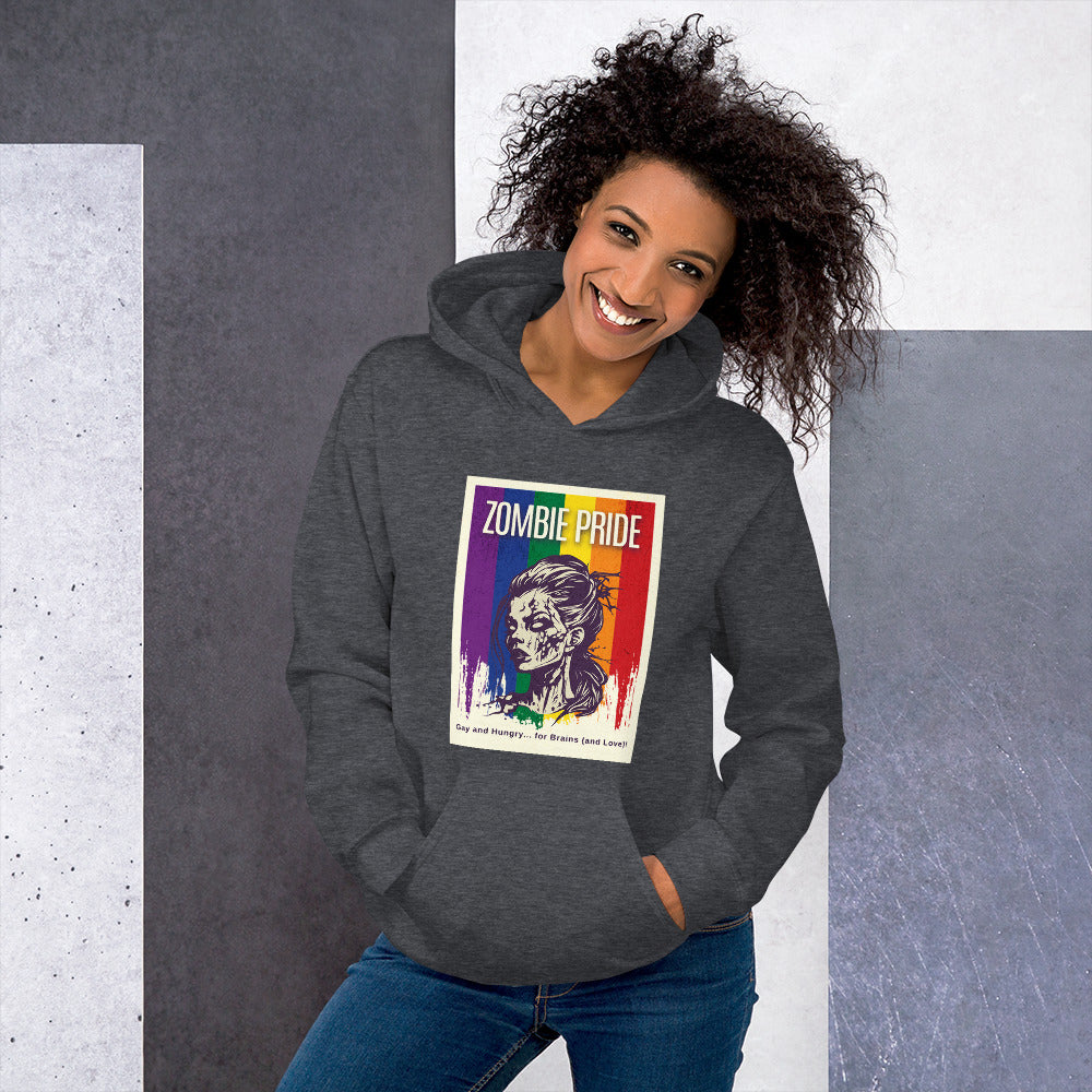 Lesbian Pride Flag Zombie Halloween Hoodie (Femme)