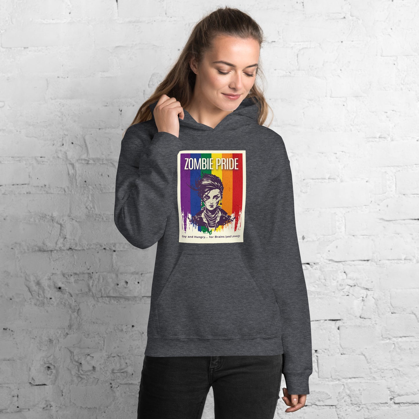 Lesbian Pride Flag Zombie Halloween Hoodie (Butch)