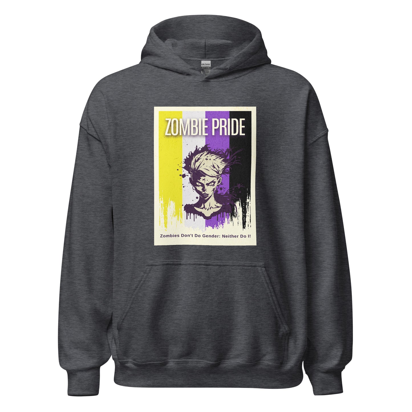 Non-Binary Pride flag Zombie, Enby Halloween Hoodie