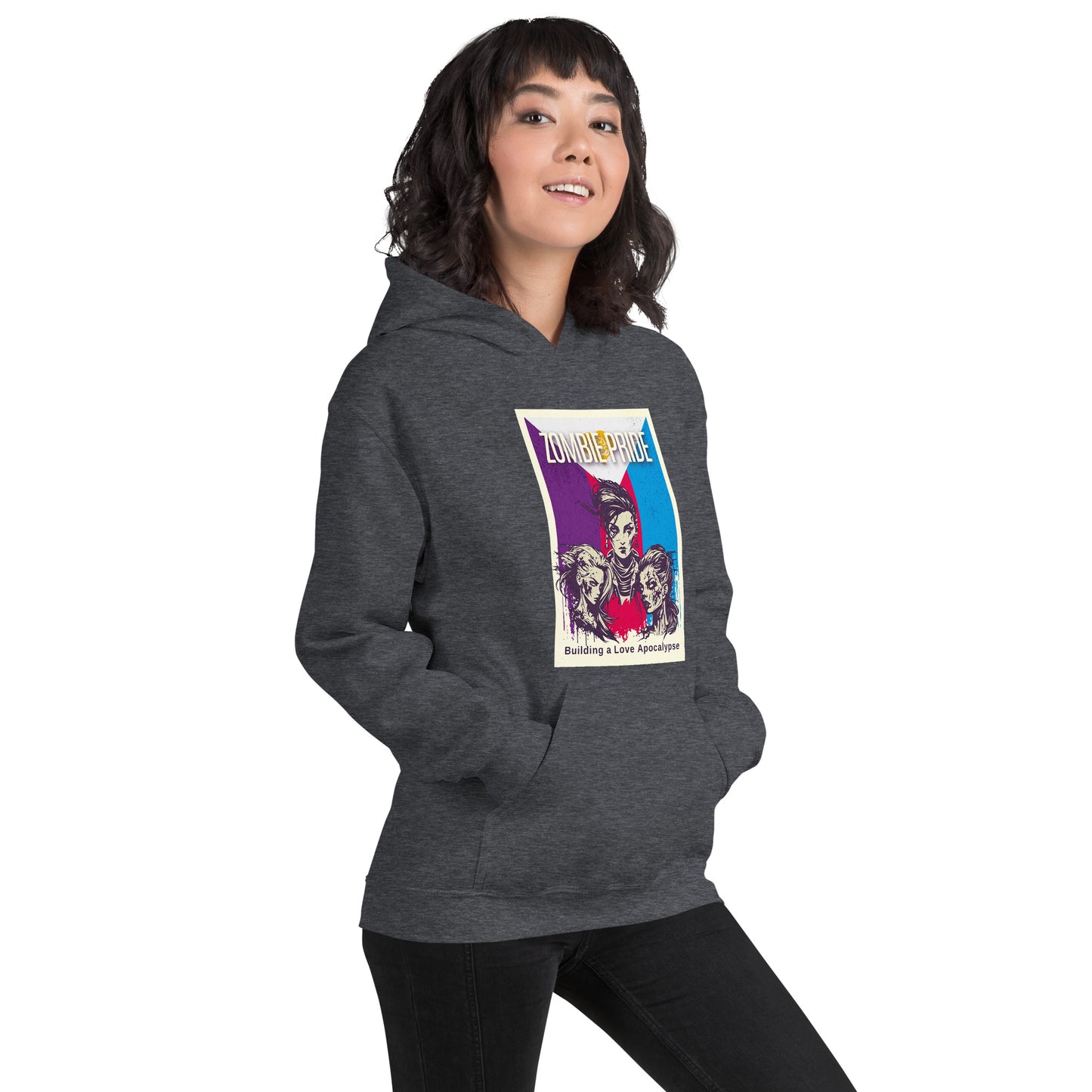 Lesbian Polyamorous Pride Flag Poly Zombie Halloween Hoodie