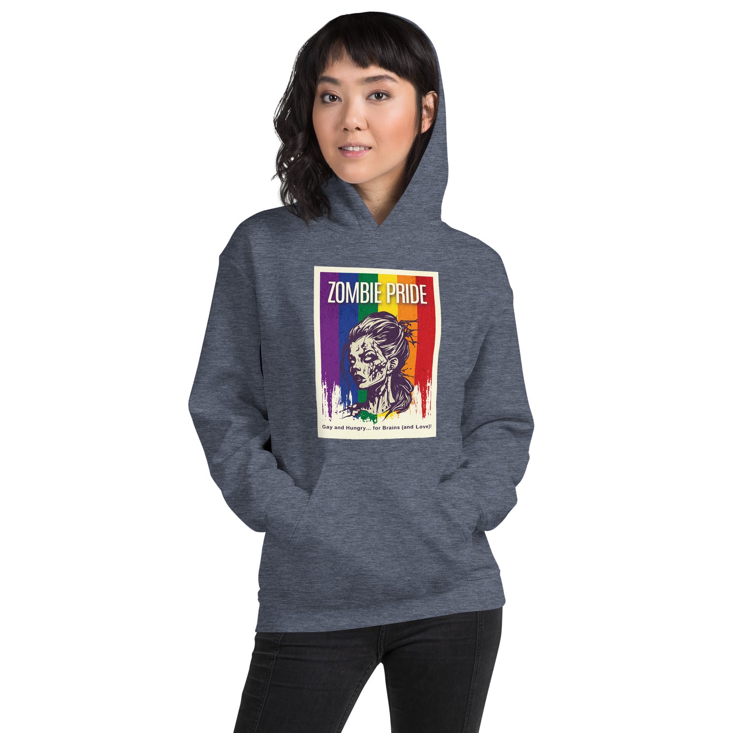 Lesbian Pride Flag Zombie Halloween Hoodie (Femme)