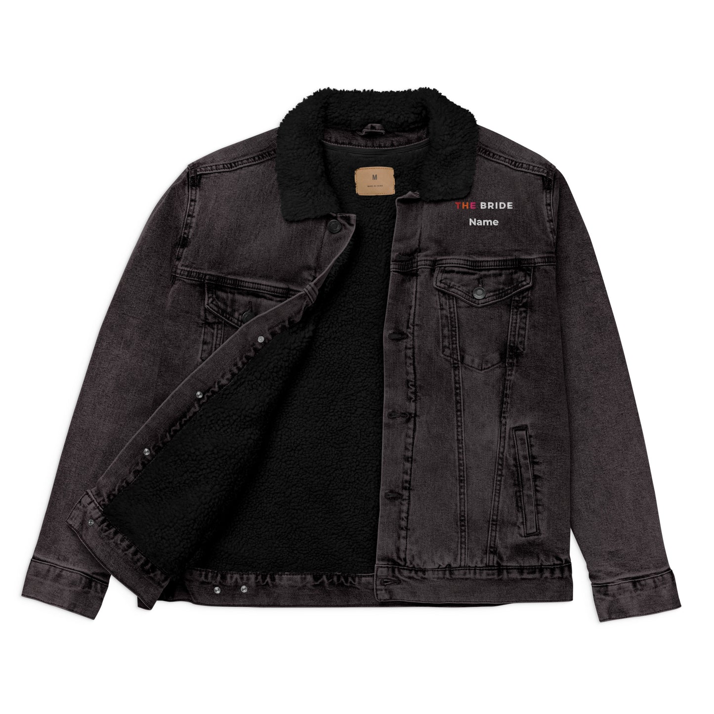 Lesbian Bride "Butch", Bridal Party denim sherpa jacket