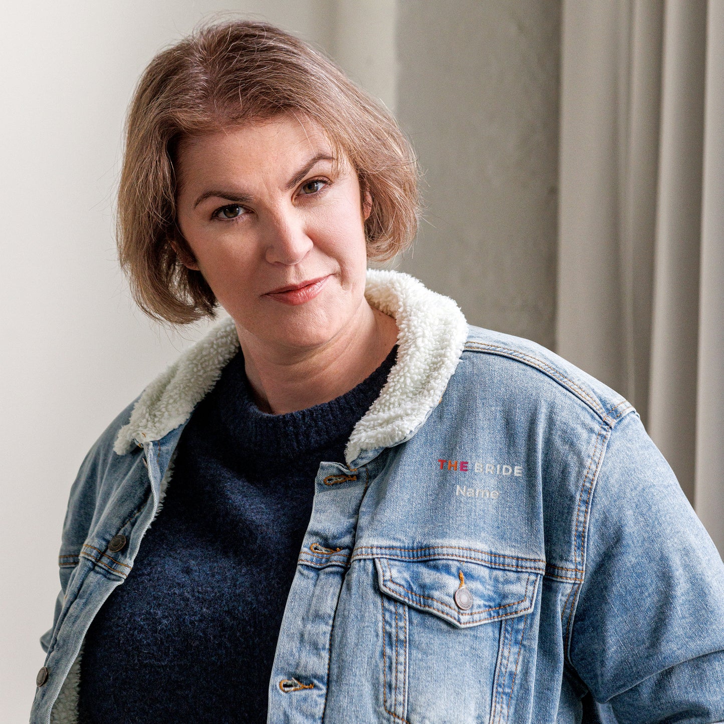 Lesbian Bride "Butch", Bridal Party denim sherpa jacket