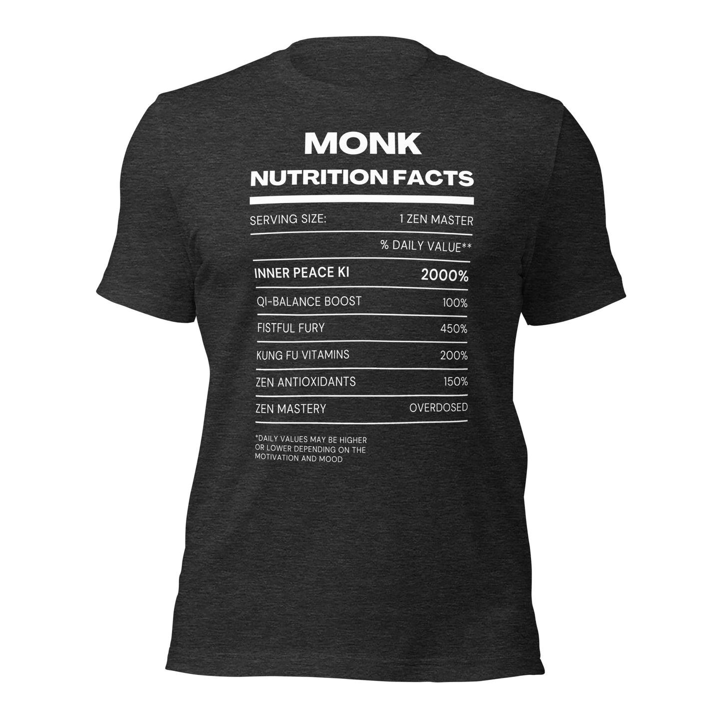 Monk Class funny Nutritional Facts Tabletop Gaming T-shirt