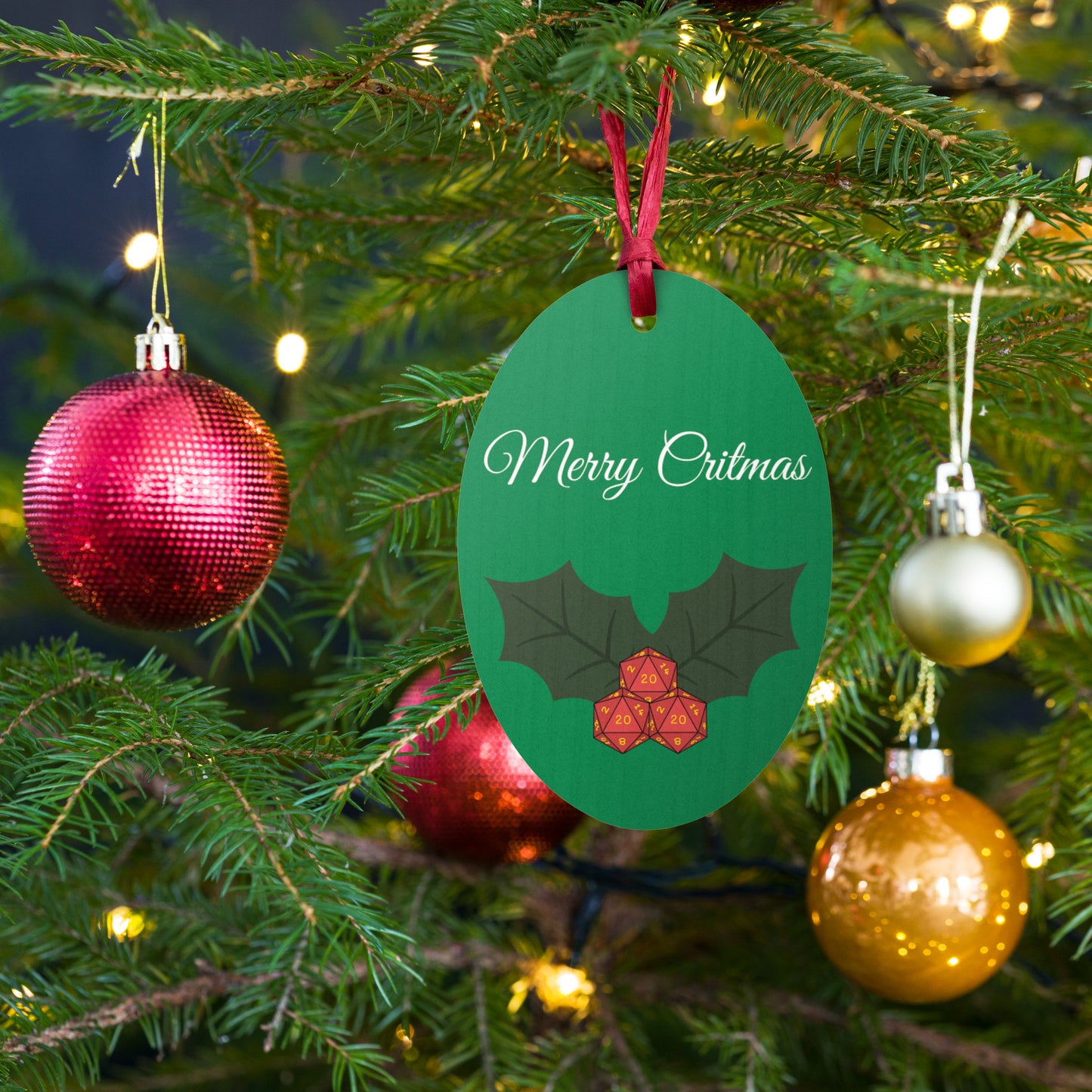 Merry Critmas Tabletop Gaming Wooden ornament