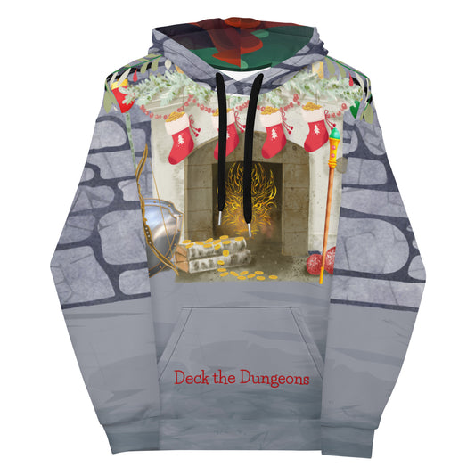 Deck the Dungeons Ugly Holiday Tabletop Gaming Hoodie