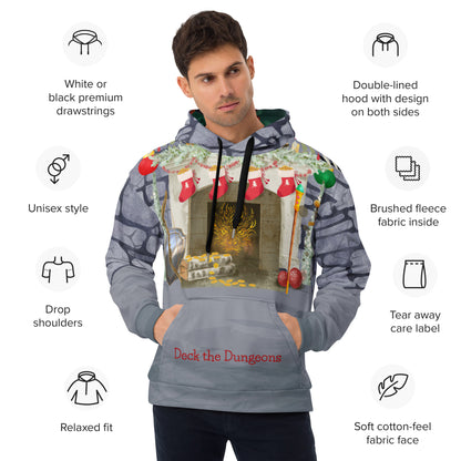 Deck the Dungeons Ugly Holiday Tabletop Gaming Hoodie