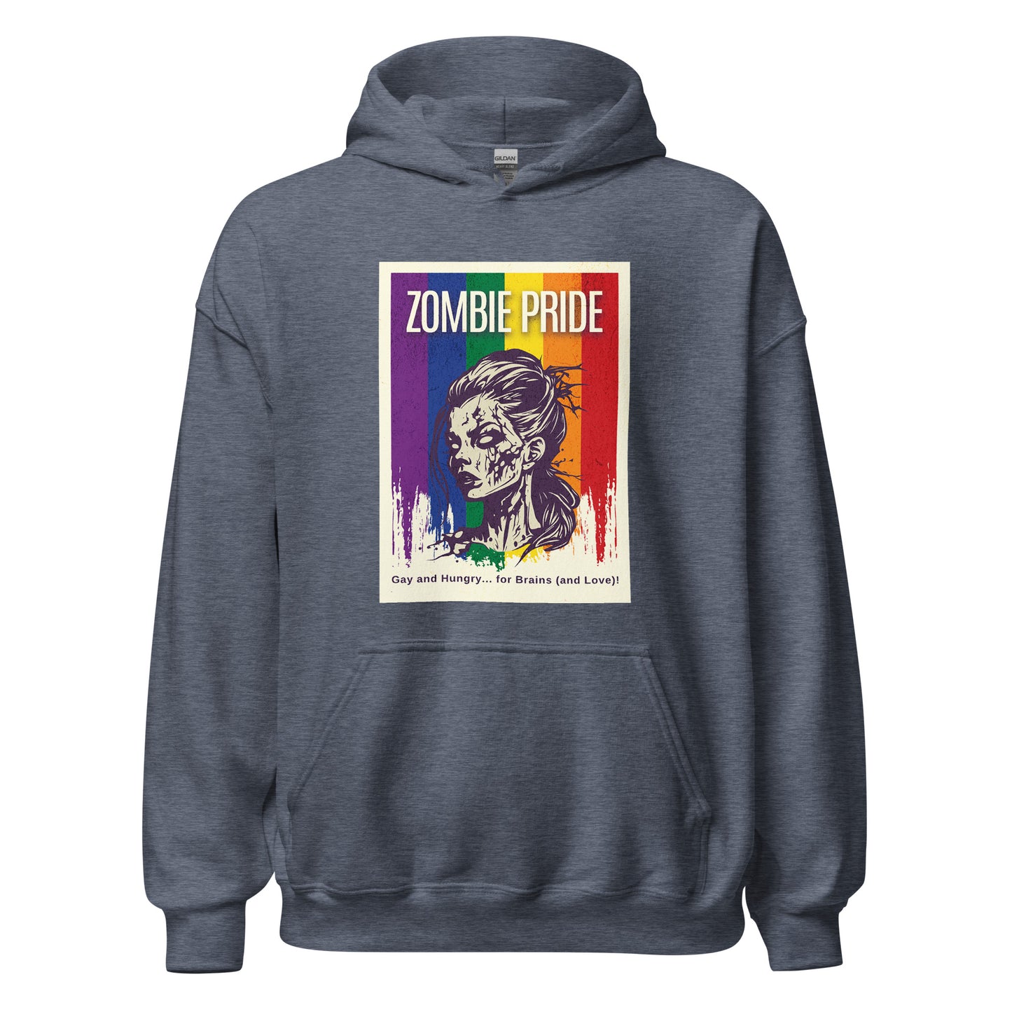 Lesbian Pride Flag Zombie Halloween Hoodie (Femme)