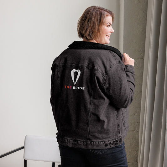 Lesbian Bride "Butch", Bridal Party denim sherpa jacket