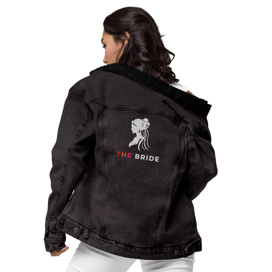 Lesbian Bride "Femme", Bridal Party denim sherpa jacket