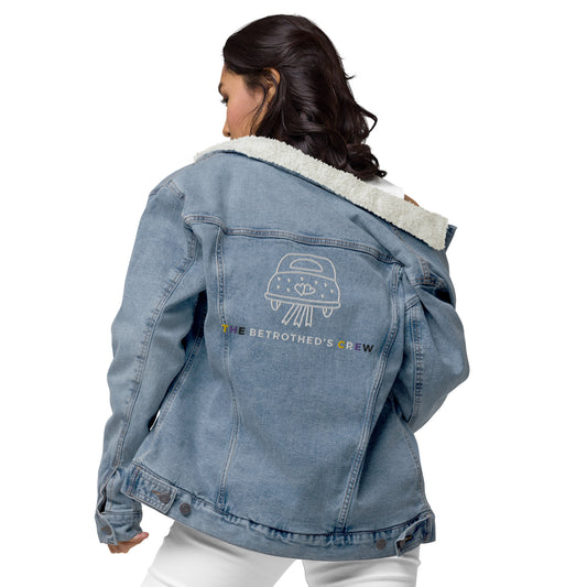 Non-Binary Betrothed Crew, Bachelorx Party, denim sherpa jacket