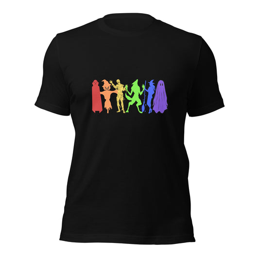 LGBTQ+ Pride, Classic Halloween Characters Rainbow line T-Shirt