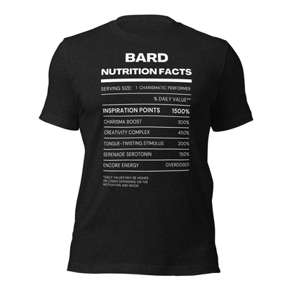 Bard Class funny Nutritional Facts Tabletop Gaming T-shirt