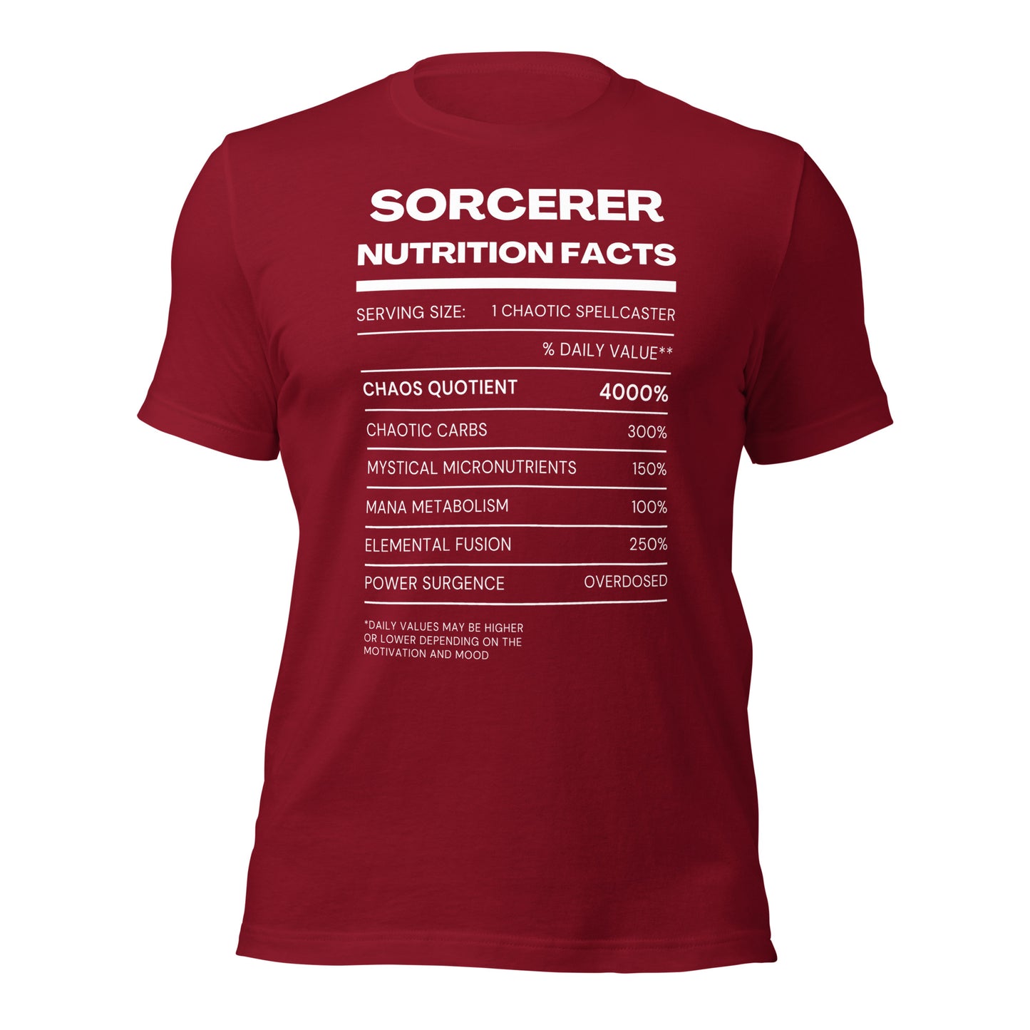 Sorcerer Class funny Nutritional Facts Tabletop Gaming T-shirt