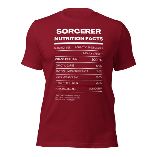 Sorcerer Class funny Nutritional Facts Tabletop Gaming T-shirt