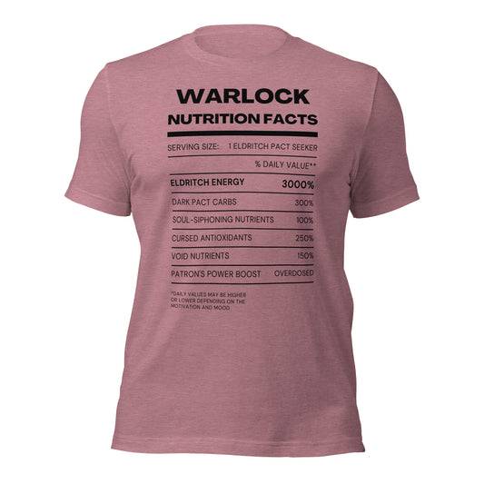 Warlock Class funny Nutritional Facts Tabletop Gaming T-shirt