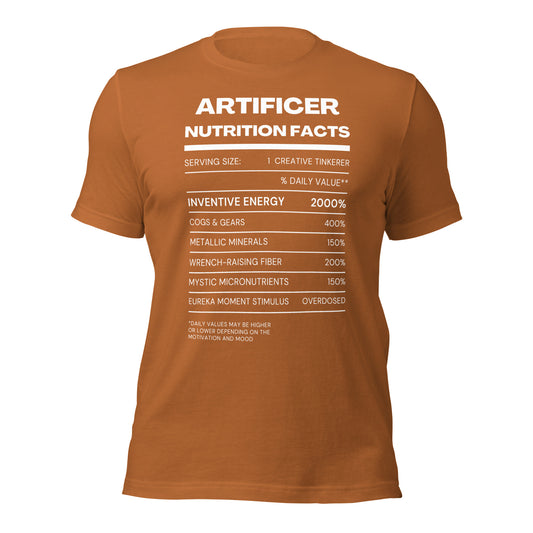 Artificer Class funny Nutritional Facts Tabletop Gaming T-Shirt
